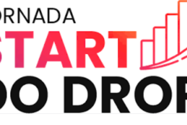 Imagem de um notebook exibindo um gráfico de crescimento de vendas com o título 'Curso Dropshipping R$10.000'