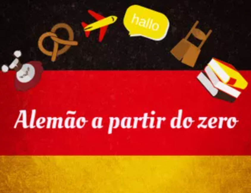 Estudante sorridente praticando alemão com livro e laptop, focando no curso A1 de Julia Krist.