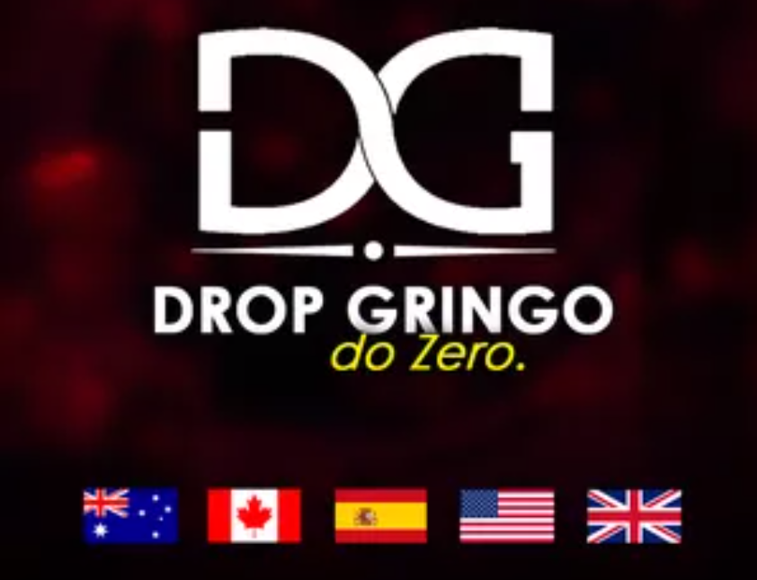 Capa do curso Drop Gringo de Luciano Galhardo, focado em dropshipping internacional.