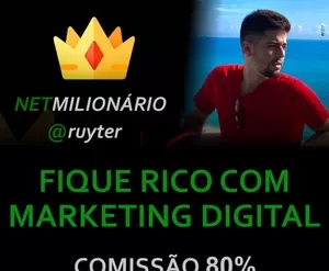 Capa do Curso Net Milionário com logo e título de sucesso financeiro online