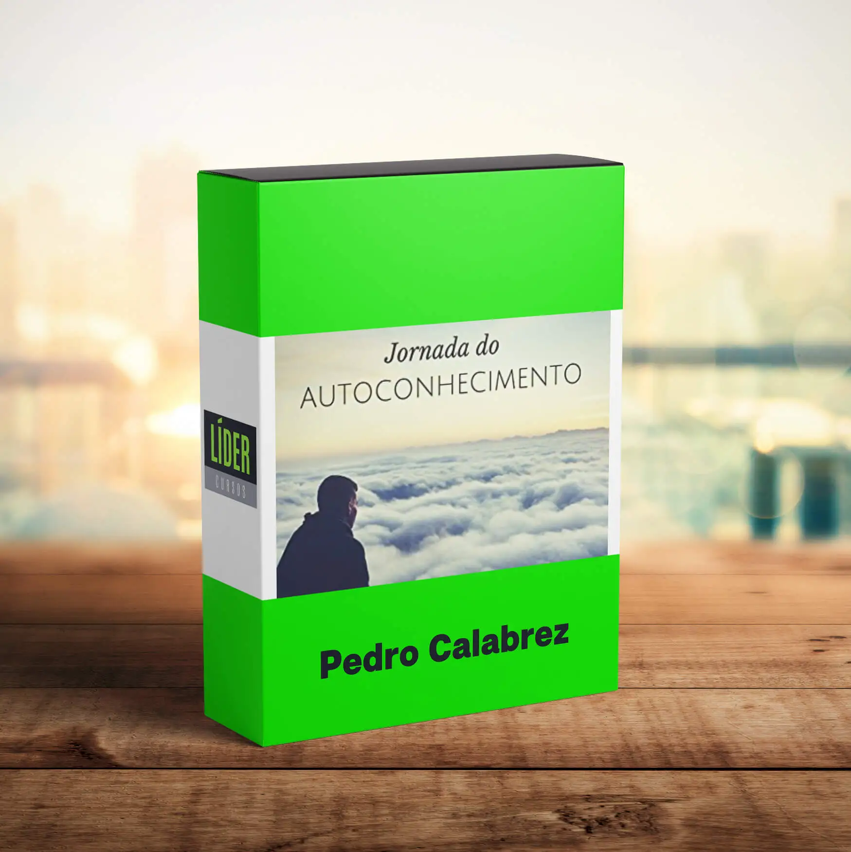 Jornada do Autoconhecimento Pedro Calabrez: livro aberto com ilustração de cérebro e mente em transformação.