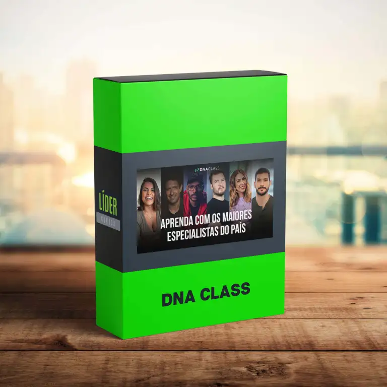 Logo do DNA Class com Joel Jota ao fundo e ícones de livro e cérebro