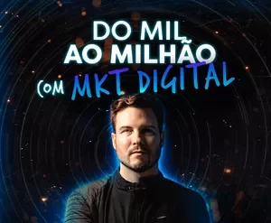 Capas do curso 'Do Mil ao Milhão com Marketing Digital' com elementos de SEO e conversão