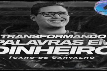 Capa do curso Transformando Palavras em Dinheiro 2.0 com Ícaro de Carvalho em destaque.