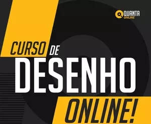 Estudante aprendendo desenho online com curso Quanta, focado em perspectiva, luz e sombra.