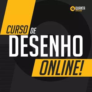 Estudante aprendendo desenho online com curso Quanta, focado em perspectiva, luz e sombra.