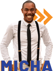 Logo do curso Magnata Digital de Micha Menezes com ícones de sucesso e dinheiro.