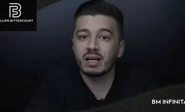 Screenshot do curso BM Infinita de Fillipe Bittencourt, mostrando um dashboard de gerenciamento de contas de anúncios.