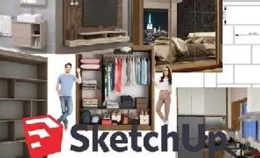 Homem desenhando móveis modernos em SketchUp para marcenaria