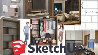 Homem desenhando móveis modernos em SketchUp para marcenaria