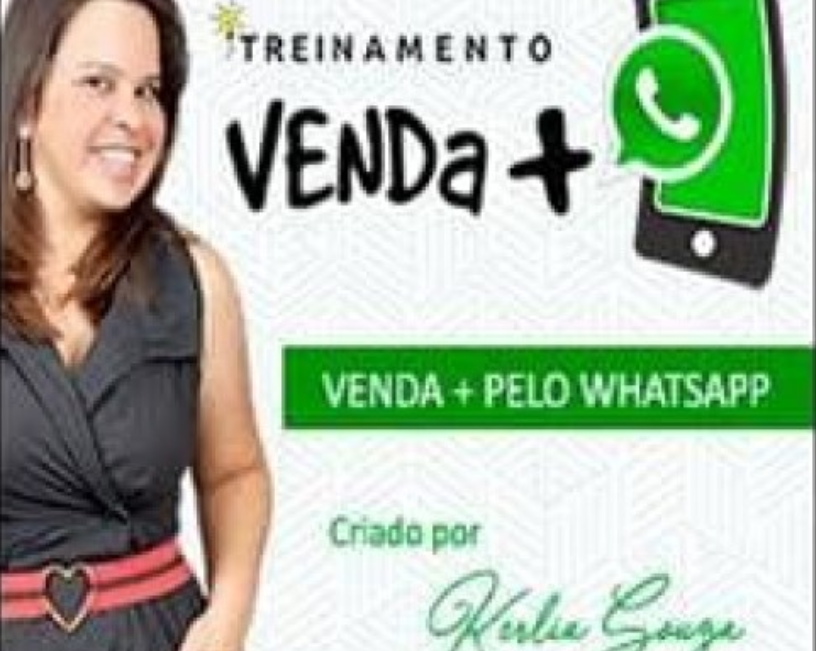 Screenshot do curso Treinamento para Vender Mais no Zap de Kerlia Sousa, mostrando gráficos de vendas e notificações de WhatsApp.