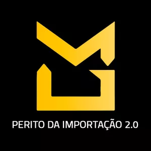 Capa do curso Perito da Importação 2.0 de Mayke Garbo com elementos de importação e gráficos de lucro