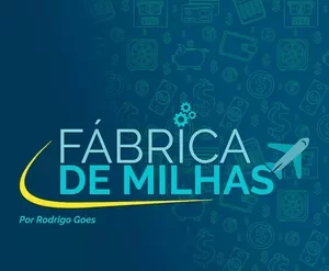 Capa do curso Fábrica de Milhas de Rodrigo Goes com ícones de milhas e dinheiro.