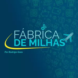 Capa do curso Fábrica de Milhas de Rodrigo Goes com ícones de milhas e dinheiro.
