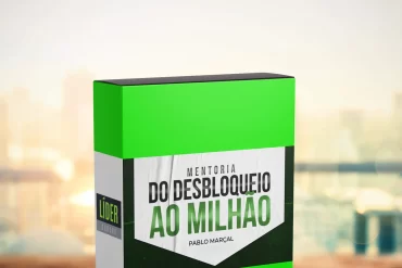 Capa da Mentoria Desbloqueio ao Milhão Pablo Marçal com elementos de prosperidade e sucesso digital.