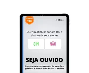 Capa do curso Stories 10x SEJA OUVIDO com ícone de gráfico de crescimento e megafone