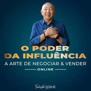Homem negociando com confiança, sorrindo, com fundo de escritório moderno e profissional, simbolizando o poder da influência em vendas.