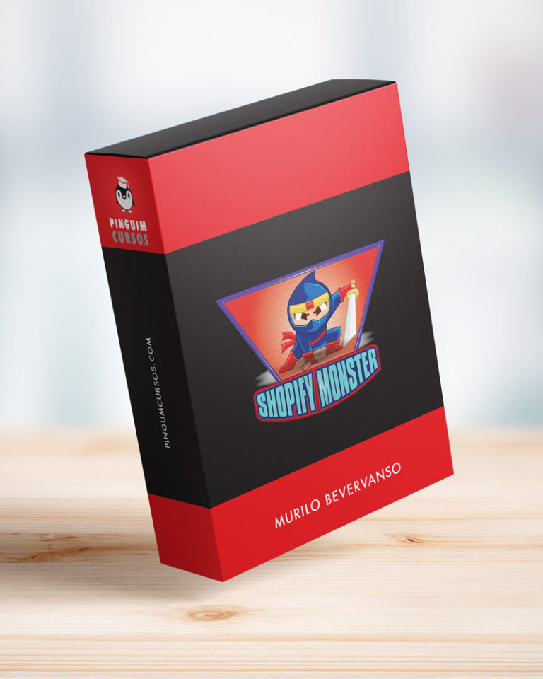 Capa do curso Shopify Monster em destaque, com ícones representando sucesso em dropshipping, funis de vendas e e-commerce.