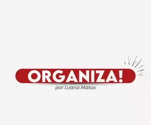 Capa do curso Organiza! de Luana Matos com título em destaque e elementos de organização.
