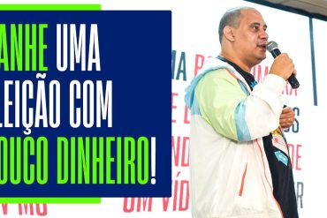 Capa do curso 'Como Ganhar Uma Eleição Com Pouco Dinheiro' de Lucas Pimenta, com design moderno e focado em estratégia política.