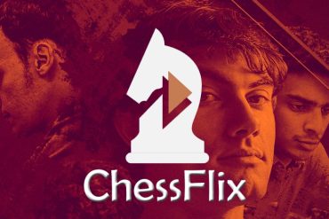 Capa do curso de xadrez Chessflix com peças de xadrez e tabuleiro detalhado, título do curso em destaque.