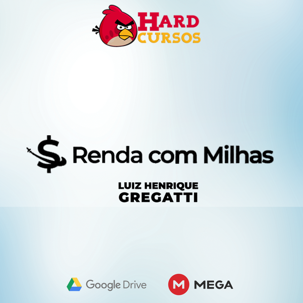 Capas digitais do curso Renda com Milhas Luiz Gregatti com ícones de dinheiro e avião