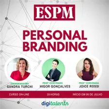 Mulher confiante construindo sua marca pessoal com ícones de carreira e crescimento