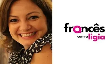 Mulher sorrindo, ensinando francês online com material didático digital