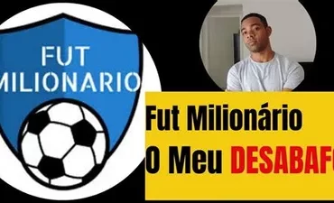 Homem sorrindo e confiante mostrando tela de computador com gráficos de futebol e texto 'Fut do Milhão Premium'