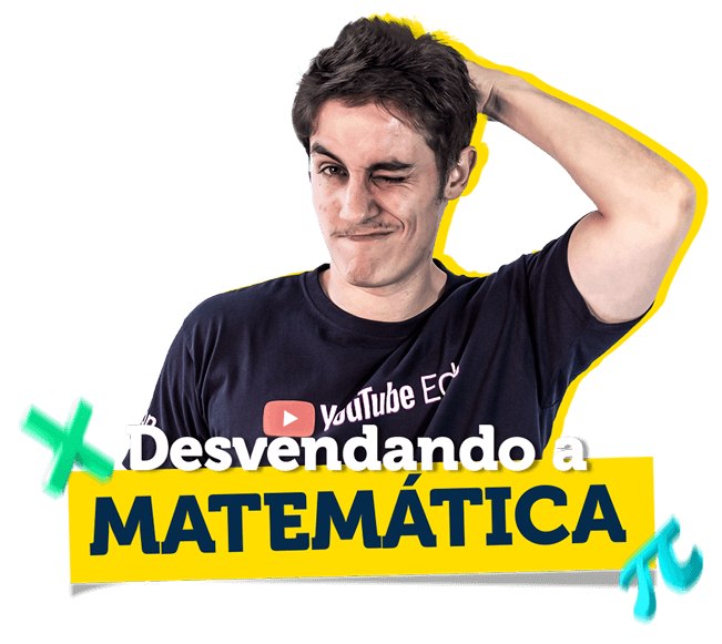 Capa do curso Desvendando a Matemática com ilustrações de fórmulas e conceitos matemáticos.