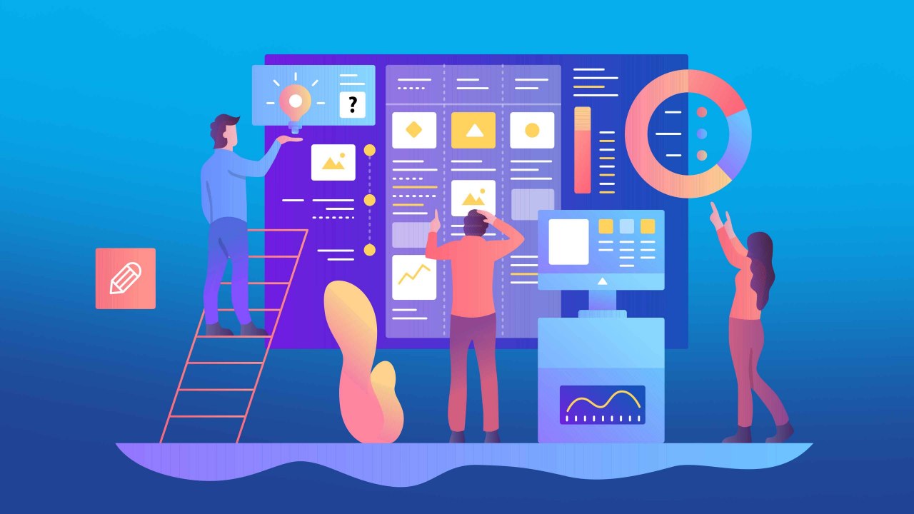 Capa da Formação Total em Scrum com ícones de agilidade e gestão de projetos