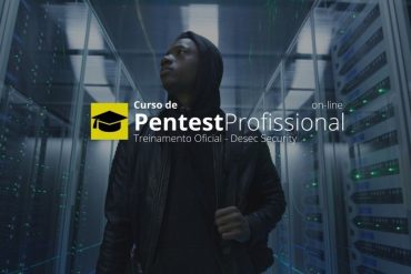 Capa do curso Pentest Profissional 2022 DESEC em alta resolução, com ícones de segurança e código.