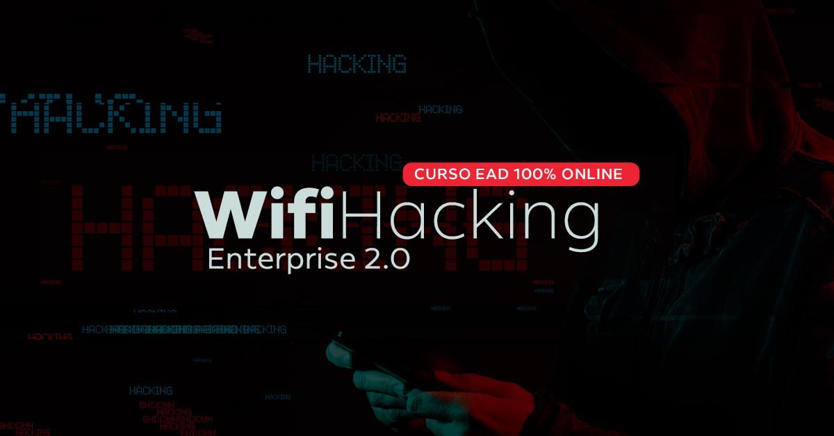 Capas do curso WiFi Hacking Enterprise 2.0 DESEC Security com ícones de segurança e rede Wi-Fi