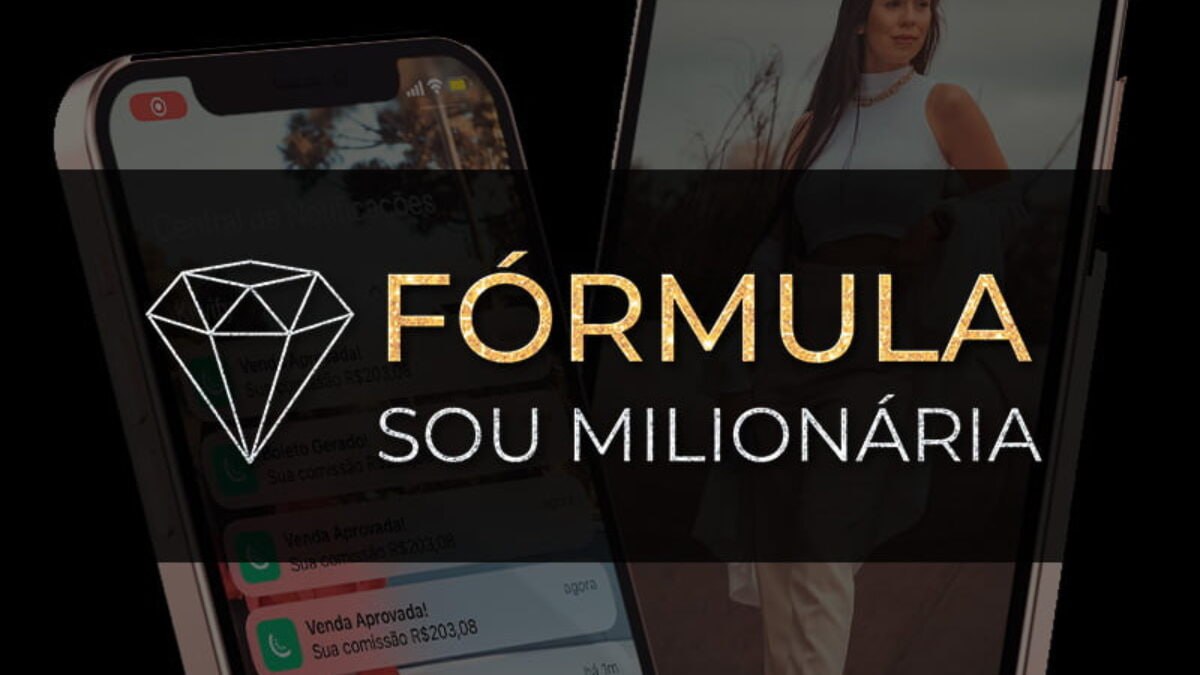 Mulher feliz trabalhando remotamente com celular - Fórmula Sou Milionária Suelen Mello