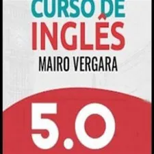 Capa do Curso de Inglês Mairo Vergara 5.0 com ícones de aprendizado online e fluência