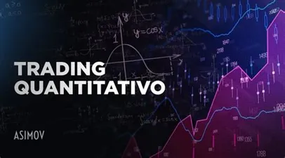 Homem analisando gráficos de trading quantitativo em um computador moderno com luzes neon refletindo.