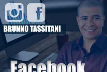 Capa do curso Facebook e Instagram Ads por Bruno Tassitani, com elementos gráficos de redes sociais e setas indicando crescimento de vendas.
