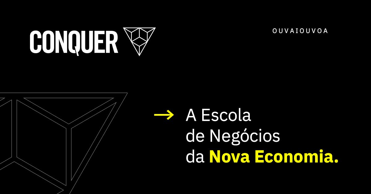 Capa do Curso Conquer Business School com ícones de sucesso e crescimento